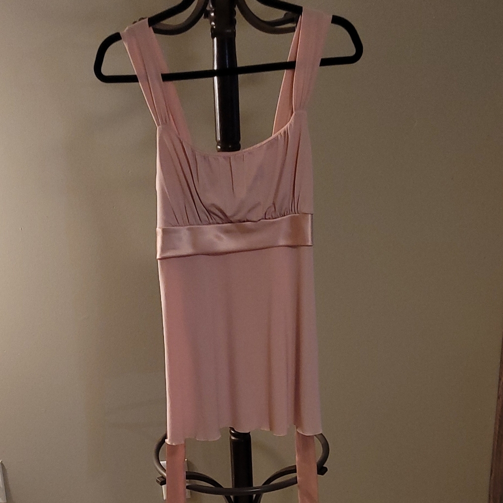 Iz Byer California Soft Pink Tie Back Blouse